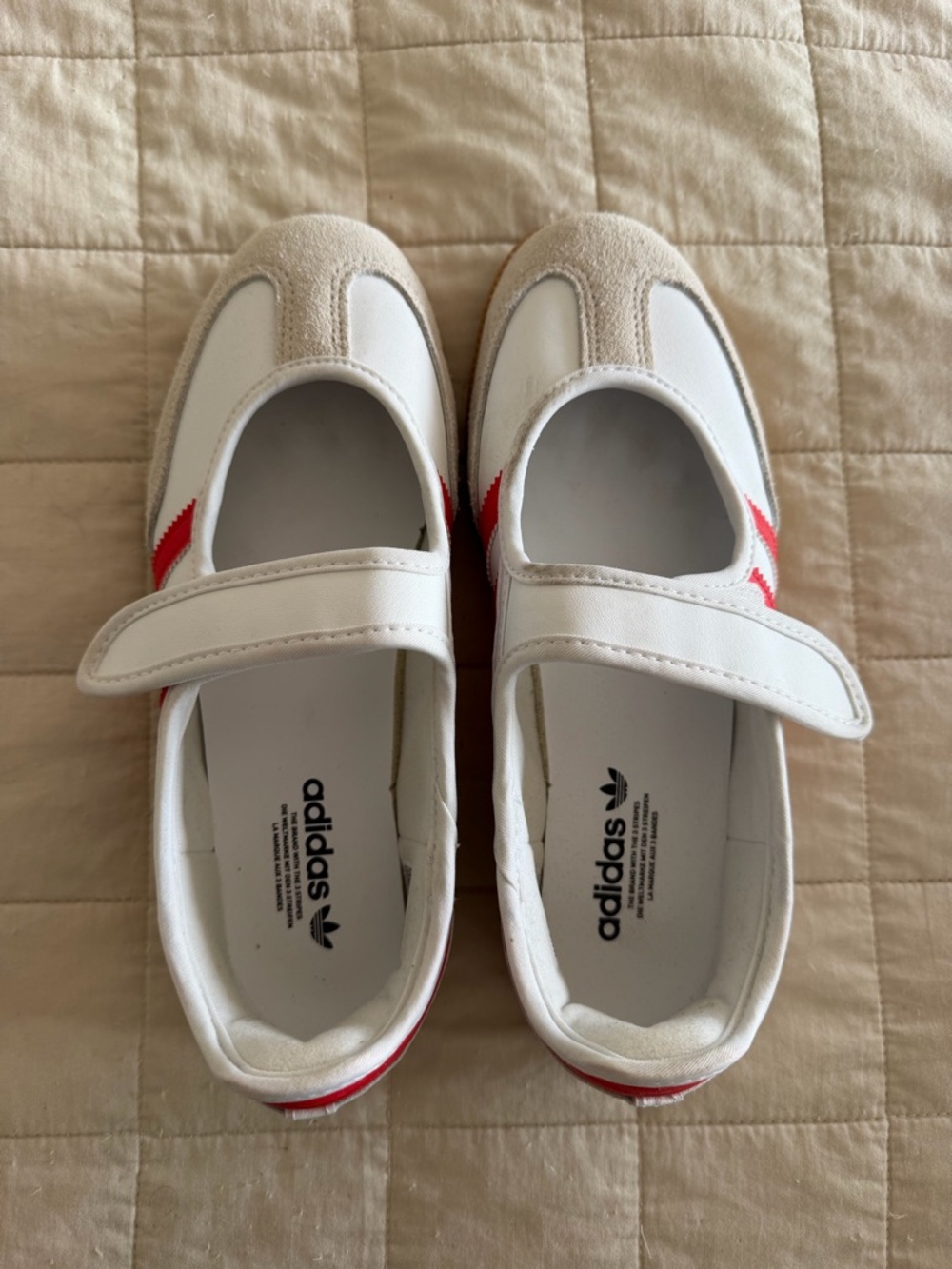 Adidas Kids Red and White Mary Jane Sambas - Picture 3 of 10
